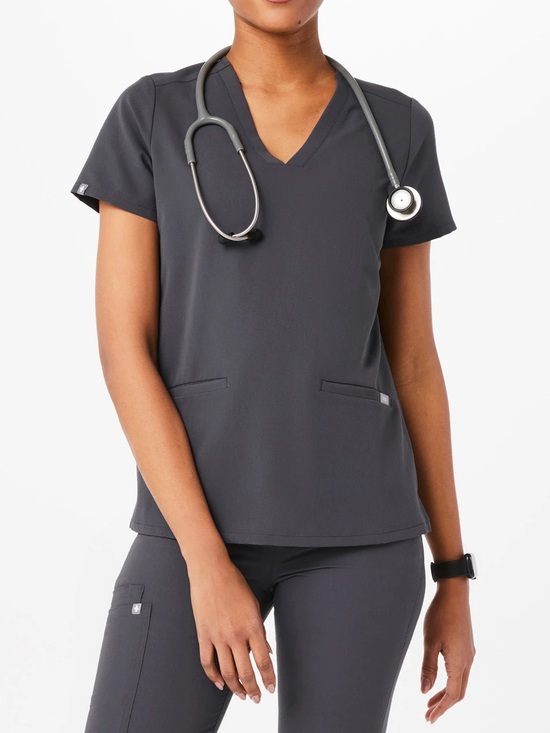 Figs Tops - Figs Casma Scrub Top Charcoal Grey Size Medium